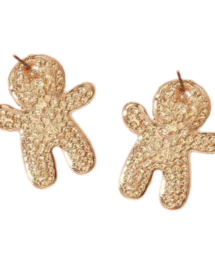 Cute Adorable Gingerbread Man Christmas Holiday Crystal Rhinestone Fashion Stud Earring