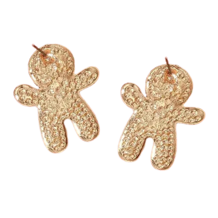 Cute Adorable Gingerbread Man Christmas Holiday Crystal Rhinestone Fashion Stud Earring