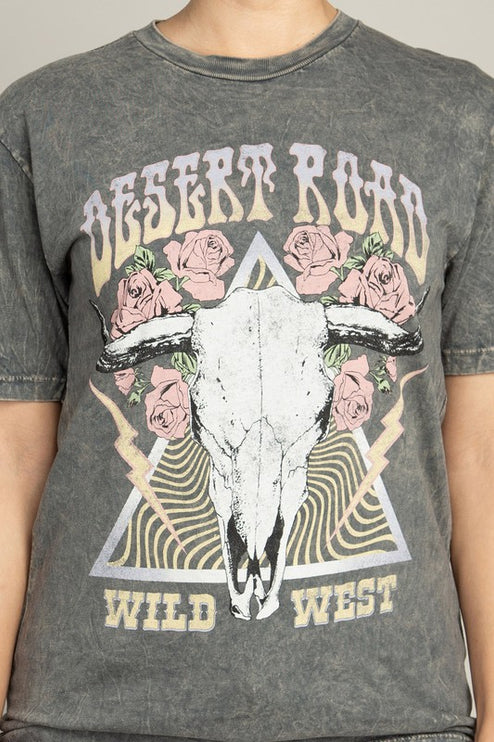 Desert Road Wild West Rose Graphic Tee T-Shirt