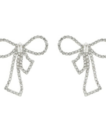 Elegant Sparkle Rhinestone Bow Design Fashion Stud Earrings