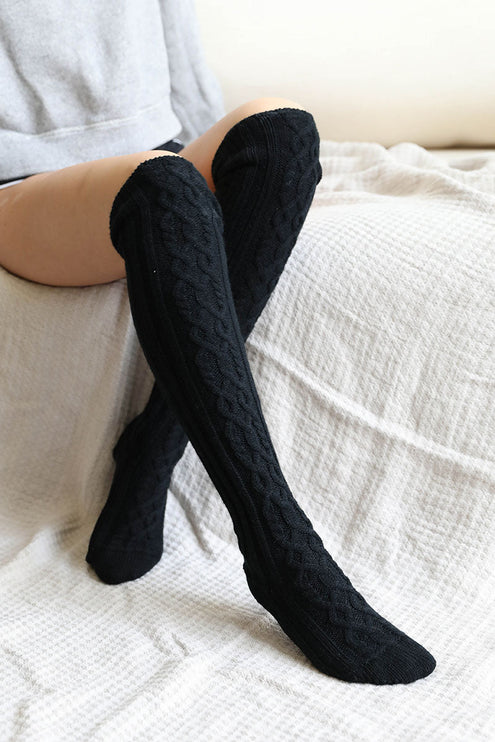 Stretchable Stylish Cozy Knee High Cable Knit Fashion Socks