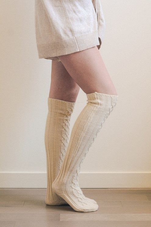 Stretchable Stylish Cozy Knee High Cable Knit Fashion Socks