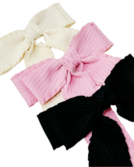 Frilled Textured Double Bow Hair Clips – Elegant & Stylish Hair Accessory