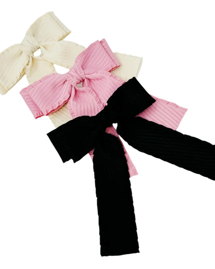 Frilled Textured Double Bow Hair Clips – Elegant & Stylish Hair Accessory