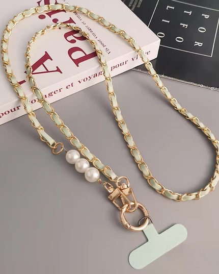 Elegant Pearl Chain Crossbody Phone Lanyard - Universal Adjustable Strap