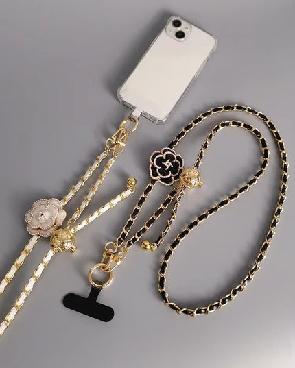 Elegant Camellia Crossbody Phone Chain Lanyard - Stylish Adjustable Strap