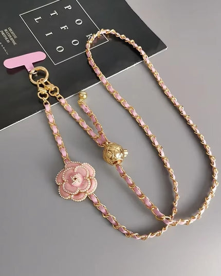 Elegant Camellia Crossbody Phone Chain Lanyard - Stylish Adjustable Strap