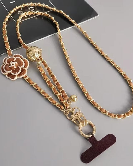 Elegant Camellia Crossbody Phone Chain Lanyard - Stylish Adjustable Strap