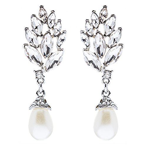 Bridal Wedding Jewelry Crystal Rhinestone Pearl Earrings - Accessoriesforever