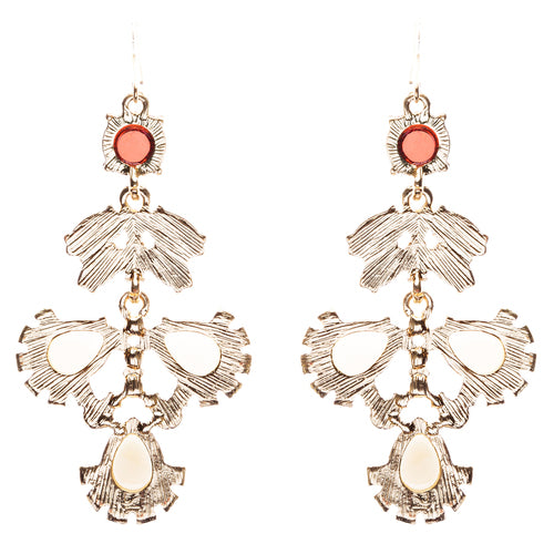 Modern Fashion Crystal Rhinestone Beautiful Floral Design Earrings E819 Beige - Accessoriesforever