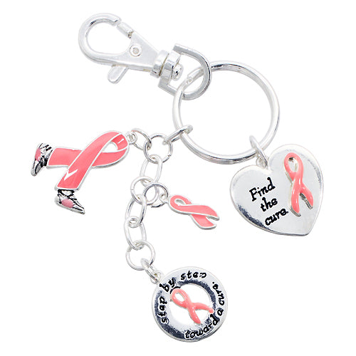 Pink Ribbon Breast Cancer Awareness Jewelry Walking Shoes Charms Key Chain - Accessoriesforever