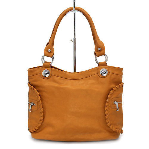 Leatherette Soft Faux Leather Fashion Satchel Shoulder Handbag Bag Brown - Accessoriesforever