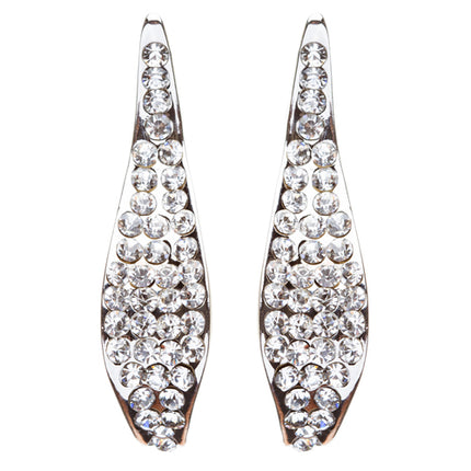 Bridal Wedding Jewelry Rhinestones Wave Earrings Silver