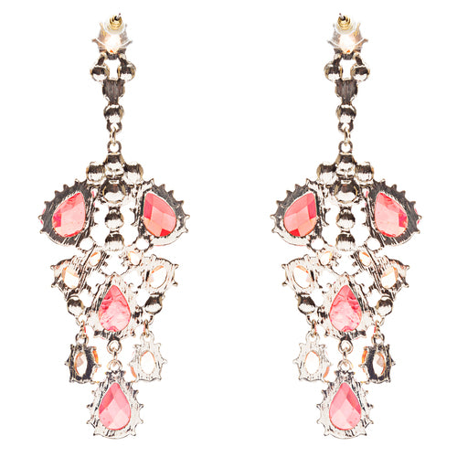 Fashion Chic Sparkle Crystal Rhinestone Stone Dangle Statement Earrings Red - Accessoriesforever