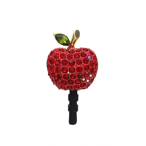 Earphone Dustproof Plug Stopper Phone Ear Cap Crystal Rhinestone Apple Gold Red - Accessoriesforever