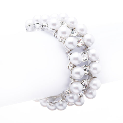 Bridal Wedding Jewelry Set Crystal Rhinestone Pearl Classic Stretch Bracelet WT - Accessoriesforever