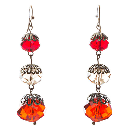 Modern Fashion Chic Cut Out Balls In Linear Arrangement Earrings E834 Red - Accessoriesforever