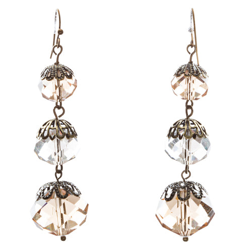 Modern Fashion Chic Cut Out Balls In Linear Arrangement Earrings E834 Brown - Accessoriesforever