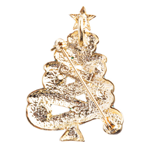 Christmas Jewelry Crystal Rhinestone Beautiful Decorated Tree Brooch Pink BH122 - Accessoriesforever