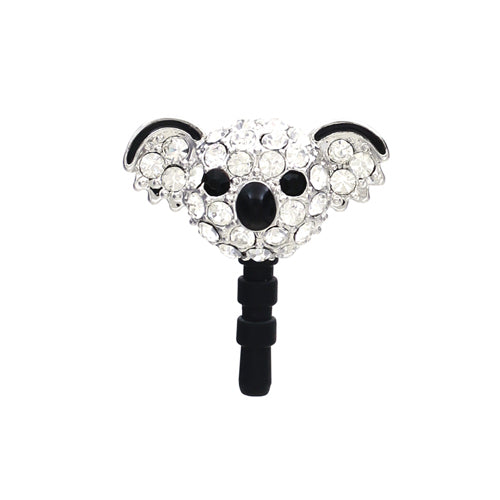 Earphone Dustproof Plug Stopper Phone Ear Cap Crystal Rhinestone Koala Silver