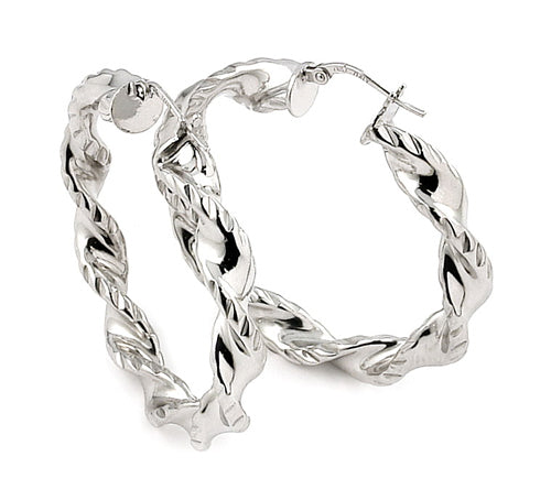 Trendi Italian Twisted 6mm x 30mm Hoop 925 Sterling - Accessoriesforever