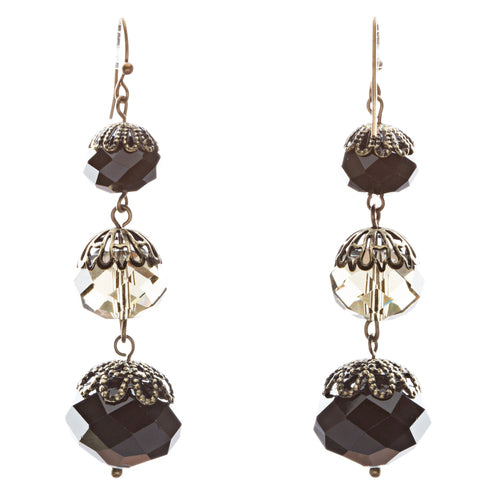 Modern Fashion Chic Cut Out Balls In Linear Arrangement Earrings E834 Black - Accessoriesforever